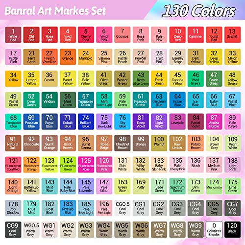 121 Colors Dual Tip Alcohol Based Art Markers,120 Colors plus 1