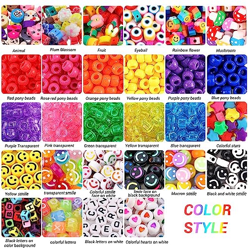 JOICEE Bracelet Making Kit Pony Beads fruite Flower Polymer Clay Beads Letter Beads for Jewelry Making, DIY Arts Earring and Crafts Gifts for Girls JOICEE