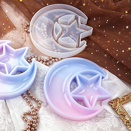 Crescent Moon Shelf Epoxy Resin Silicone Molds Crystal Display Tray DIY 2-Bundle Set FUNSHOWCASE