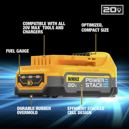 DEWALT 20V MAX* POWERSTACK™ Compact Battery (DCBP034) - WoodArtSupply