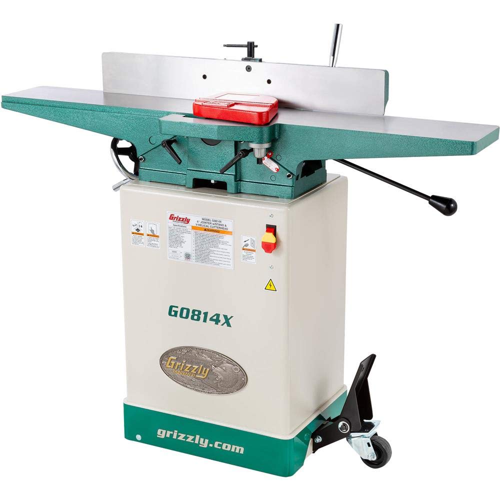 Grizzly Industrial G0814X - 6" Jointer W/Stand & V-Helical Cutterhead - WoodArtSupply