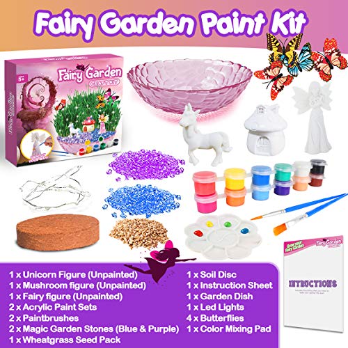 Catcrafter Fairy Garden Craft Kit for Kids - Unicorn Grow Light Terrarium Kit Plant Accessories Gardening Craft Set Arts and Crafts STEM Project - WoodArtSupply