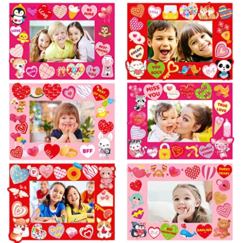 FANCY LAND Valentines Picture Frame Craft Kits for Kids with Conversation Heart for Valentine Class Game Activities 30 Pack FANCY LAND