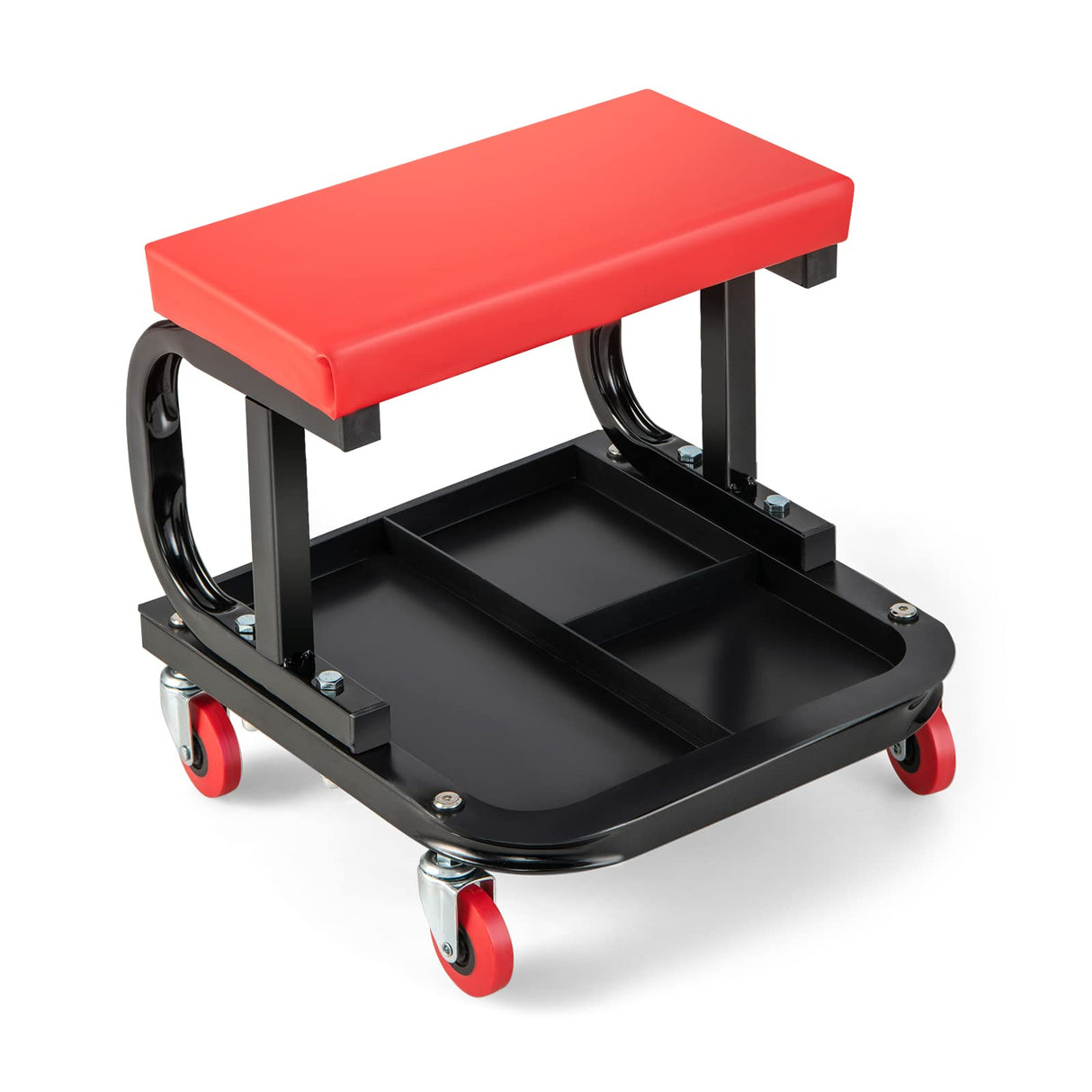 S AFSTAR Rolling Creeper, Heavy Duty Mechanics Creeper Seat with Partitioned Tool Storage & 4 Universal Wheels, Comfortable Padded Mechanic Stool for S AFSTAR