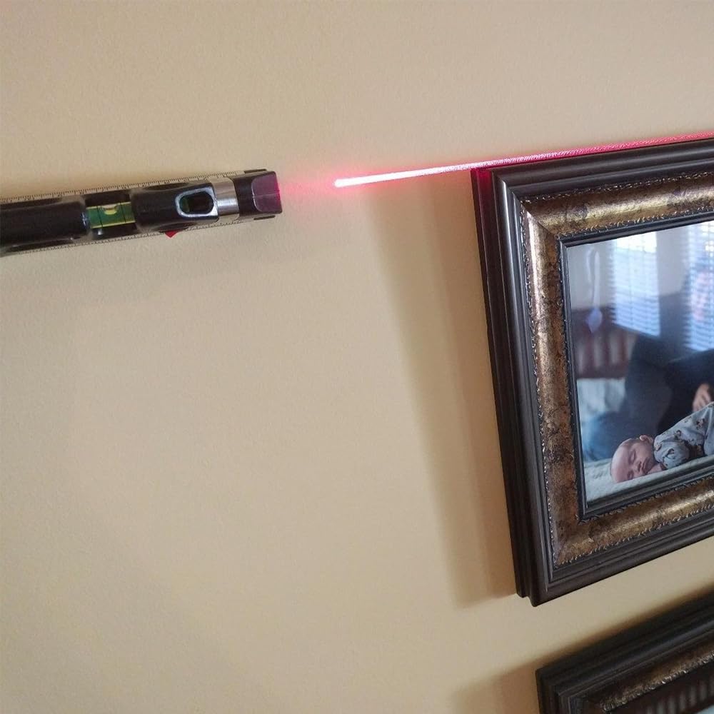 Laser Level Line Tool, Qooltek Multipurpose Cross Line Laser 8 feet Measure Tape Ruler Adjusted Standard and Metric Rulers for hanging pictures Qooltek