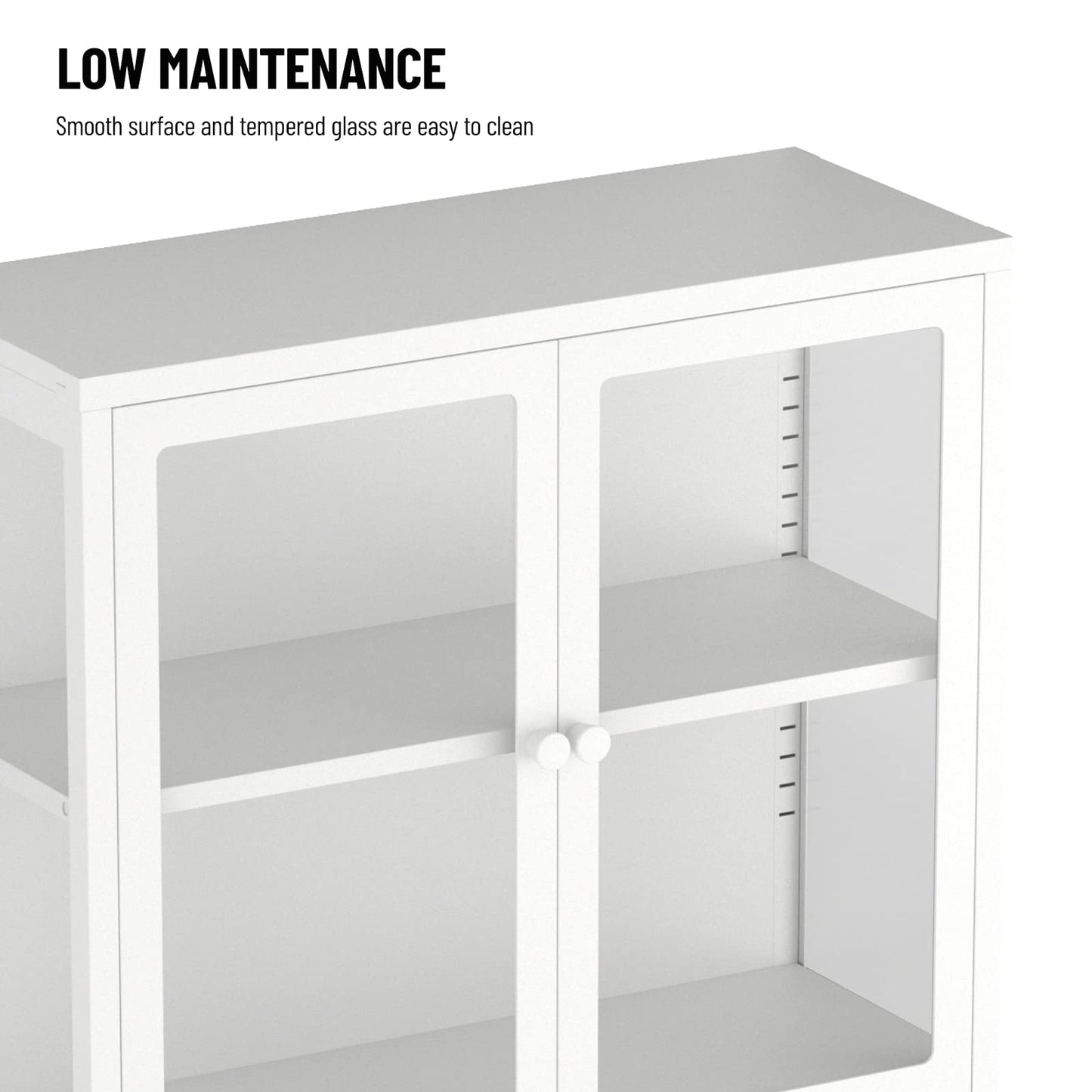 HANLIVES Elegant Glass Display Cabinet with 4 Adjustable Shelves and Doors in Cold-Rolled Steel - WoodArtSupply