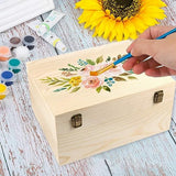 Voittozege Unfinished Wooden Box,12 x 9 x 5 Inch Natural Wood Boxes Large Wooden Box with Hinged Lid and Front Clasp DIY Wood Boxes Craft Stash Boxes Voittozege