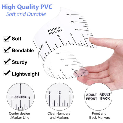 9pcs Tshirt Ruler Guide for Vinyl Alignment, T Shirt Rulers to Center Designs, PVC Measurement Template, Sewing Supplies Accessories Tools for Cricut - WoodArtSupply