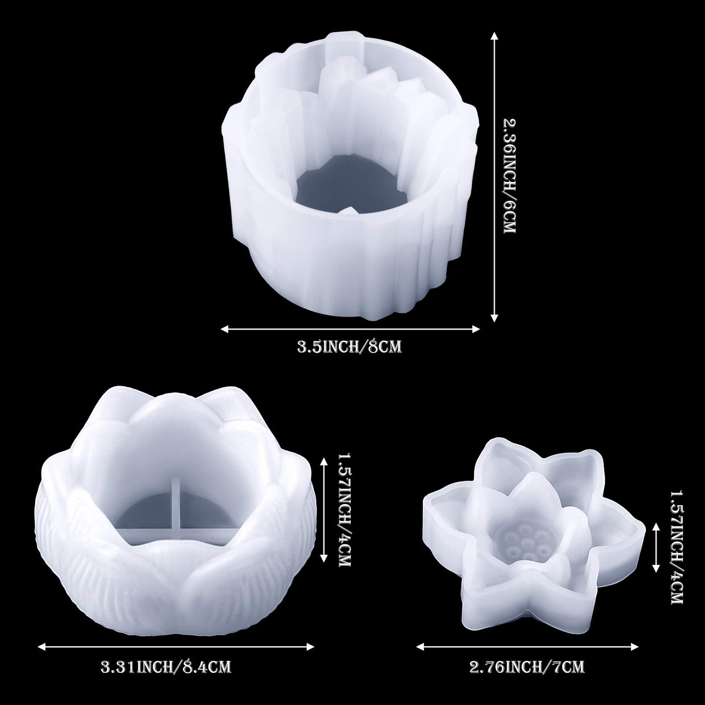 3 Shapes Resin Candle Holder Silicone Moulds Crystal Shape Candle Holder Mould Flower Lotus Tealight Resin Mould Lotus Candlestick Epoxy Casting - WoodArtSupply