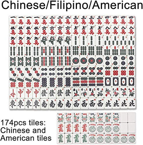 Foldable Ultra-Thin Automatic Mahjong Table with Wheels - Chinese, Filipino and American Style 40mm Numbered Tiles (with Hard Table Cover) usamahjongtable