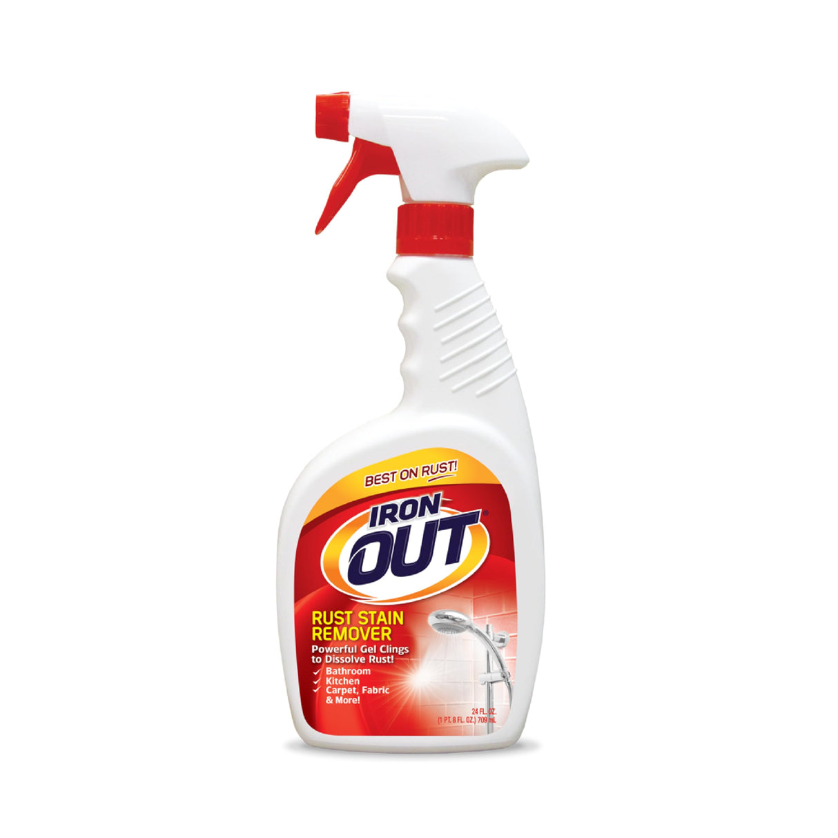 Iron OUT Spray Gel Rust Stain Remover, Remove and Prevent Rust Stains in Bathrooms, Kitchens, Appliances, Laundry, Outdoors, white 24 Fl Oz (Pack of Iron OUT