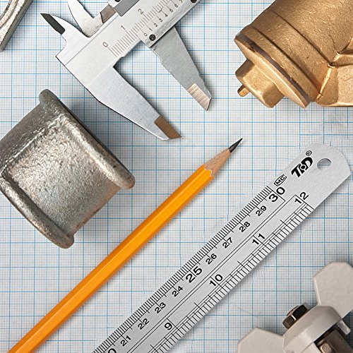 ZZTX Metal Ruler Stainless Steel Ruler Straight Edge Measuring Tool 6 Inch +12 Inch + 16 Inch 6 Pack Set ZZTX