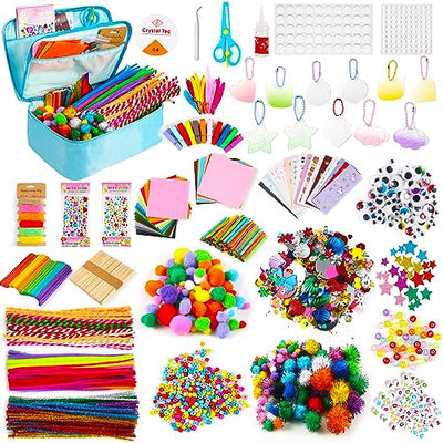 Sundaymot Arts and Crafts Supplies for Kids, 2000+Pcs Craft Kits for Kids, DIY School Craft Project, Bulk Craft Set, Includes Art Supplies and Oxford
