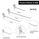 Yaocom 94 Pcs Slatwall Accessory 4 Metal Slatwall Baskets 90 Slatwall Hooks 4'' 6'' 8'' Slat Wall Hooks Hanging Storage Baskets for Shops Rooms Yaocom
