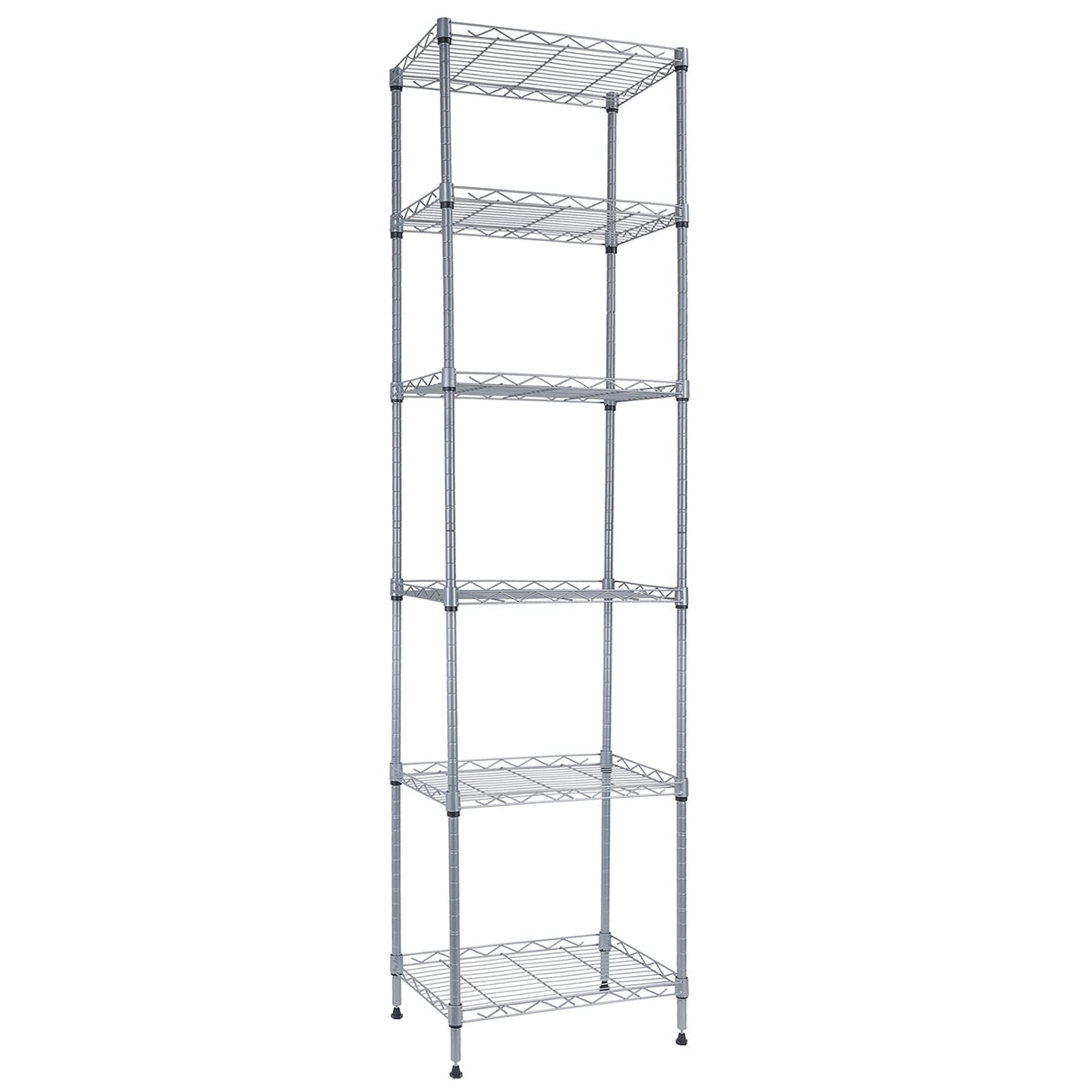 REGILLER 6 Wire Shelving Steel Storage Rack Adjustable Unit Shelves for Laundry Bathroom Kitchen Pantry Closet (Silver, 16.8L x 11.7W x 63H) REGILLER