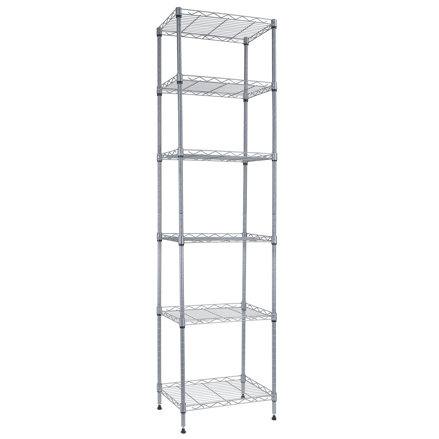 REGILLER 6 Wire Shelving Steel Storage Rack Adjustable Unit Shelves for Laundry Bathroom Kitchen Pantry Closet (Silver, 16.8L x 11.7W x 63H) - WoodArtSupply