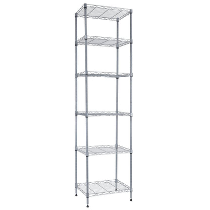 REGILLER 6 Wire Shelving Steel Storage Rack Adjustable Unit Shelves for Laundry Bathroom Kitchen Pantry Closet (Silver, 16.8L x 11.7W x 63H) - WoodArtSupply