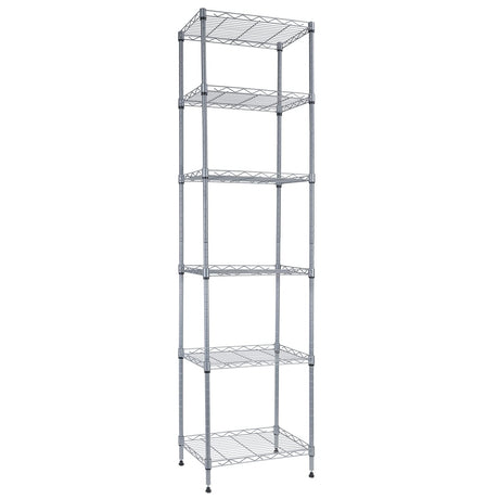 REGILLER 6 Wire Shelving Steel Storage Rack Adjustable Unit Shelves for Laundry Bathroom Kitchen Pantry Closet (Silver, 16.8L x 11.7W x 63H) REGILLER