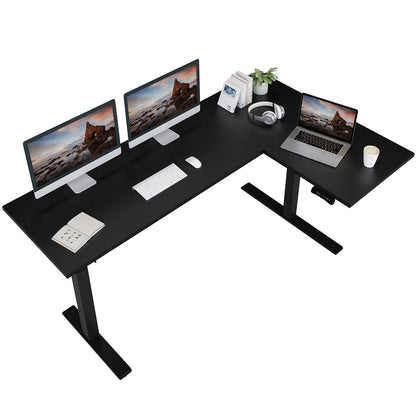 FLEXISPOT Corner Desk Dual Motor L Shaped Computer Electric Standing Desk Sit Stand Up Desk Height Adjustable Desk Home Office Table with Splice - WoodArtSupply