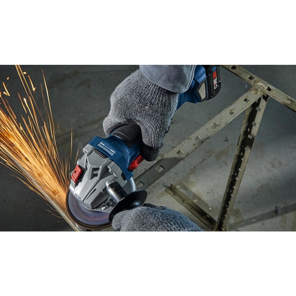 BOSCH GWS18V-8B15 18V Brushless 4-1/2 In. Angle Grinder Kit with (1) CORE18V® 4 Ah Advanced Power Battery, Black - WoodArtSupply