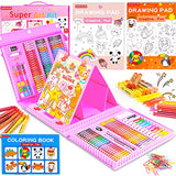 Soucolor Art Supplies, 283 Pieces Drawing Set Art Kits with Trifold Easel, 2 Drawing Pads, 1 Coloring Book, Crayons, Pastels, Arts and Crafts Gifts Soucolor