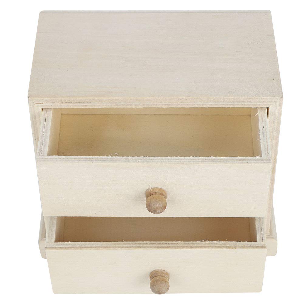 HERCHR Natural Wooden Desktop Organizer, Unfinished Wood Drawer Organizer with 2 Drawers Mini Storage Drawers for Office Desk Organizer, DIY Project HERCHR