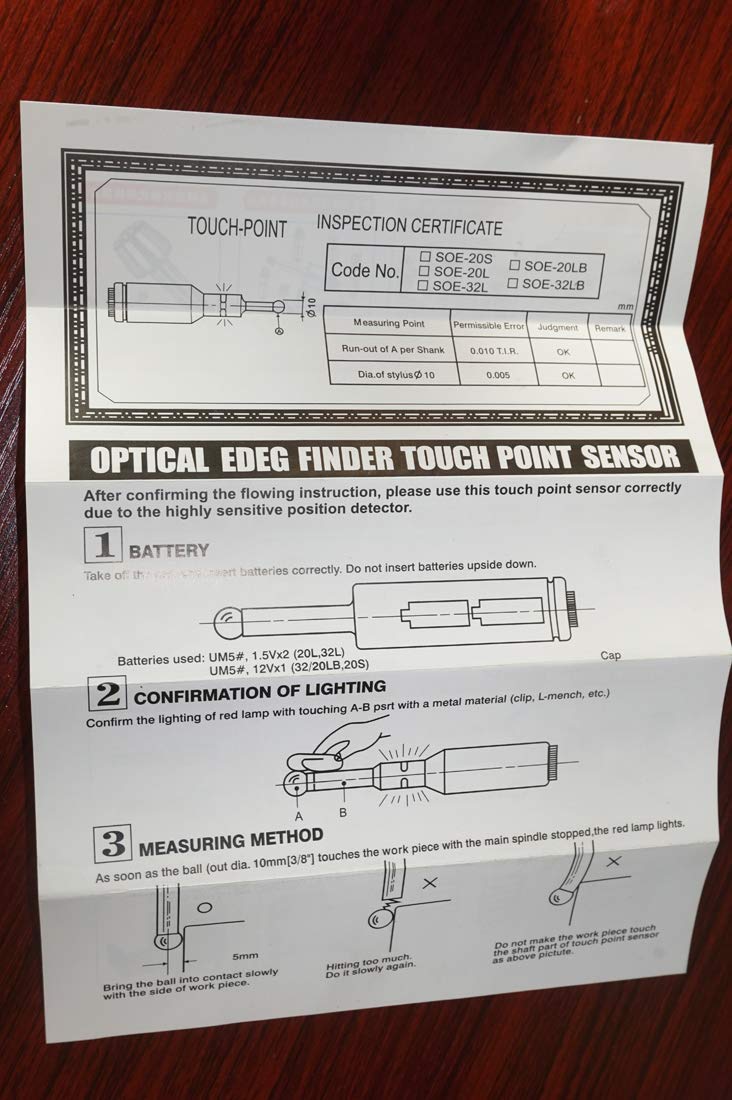 Edge/Center Finder, 3/8" Diameter Probe - With Led Beep Touch Point Sensor Precision Locate for milling machine to find the workpiece edge CNC Lathe Pmsanzay