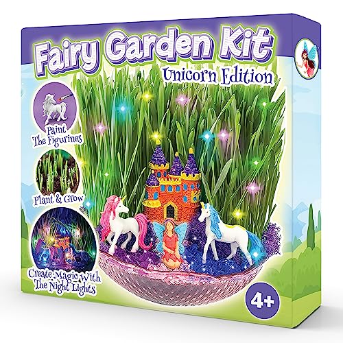 Bloonsy Unicorn Fairy Garden Kit for Kids | Light Up Fairy Unicorn Terrarium Kit | Science STEM Toys Presents | Unicorn Arts and Crafts Stuff for BLOONSY