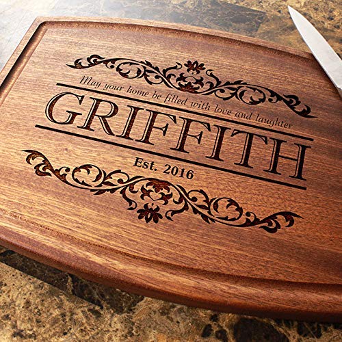 Straga Personalized Cutting Boards | Handmade Wood Engraved Charcuterie | Custom Wedding, Anniversary, Housewarming Gift for Newlyweds - WoodArtSupply