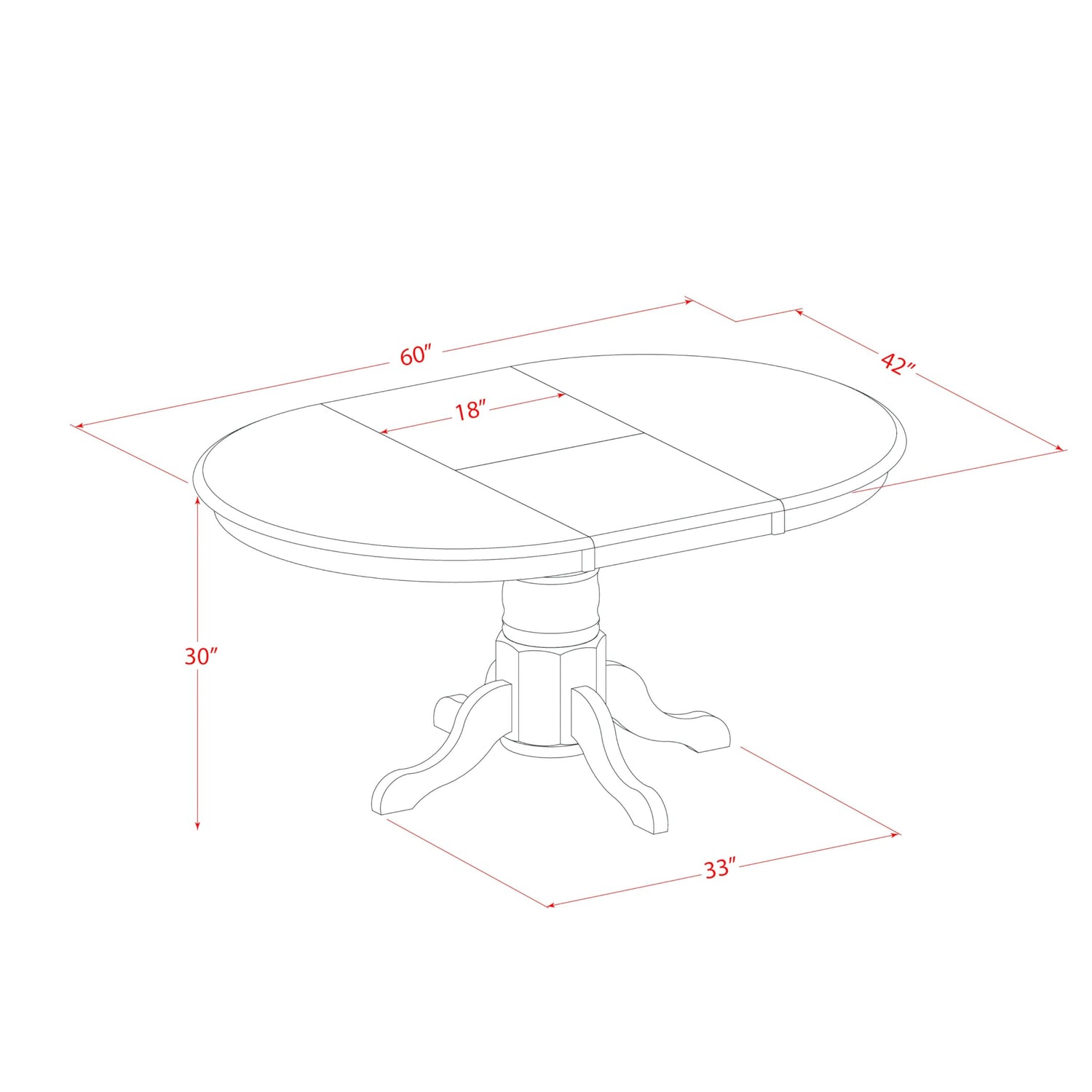East West Furniture AVT-BLK-TP Avon Kitchen Dining Table - an Oval Wooden Table Top with Butterfly Leaf & Pedestal Base, 42x60 Inch, Black & Cherry East West Furniture