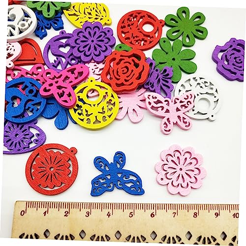 TEHAUX 100pcs Handmade Necklaces Wood Necklace Painted Jewelry Wood Beads Bracelet Beads Necklace Wood Beads DIY Wood Kit Wooden Slices Manual Bamboo TEHAUX