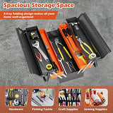 Goplus 22-Inch Metal Tool Box, 3-Layer 5-Tray Portable Folding Tool Chest Organizer with Handle & Lock Hole, Cantilever Toolbox for Garage Trunk Goplus