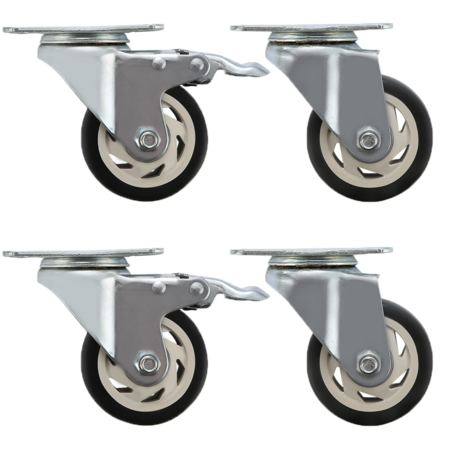 AOTAISP 3 Inch Heavy Duty Casters Load1000lbs Bearing Plate Caster Wheels, 360-degree Soft Rubber Swivel Casters for Furniture and Workbench Cart, - WoodArtSupply