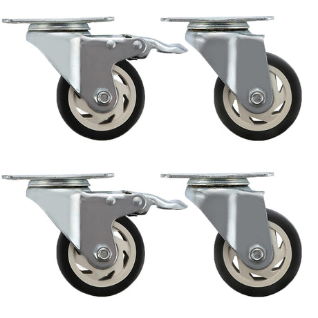 AOTAISP 3 Inch Heavy Duty Casters Load1000lbs Bearing Plate Caster Wheels, 360-degree Soft Rubber Swivel Casters for Furniture and Workbench Cart, AOTAISP