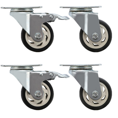 AOTAISP 3 Inch Heavy Duty Casters Load1000lbs Bearing Plate Caster Wheels, 360-degree Soft Rubber Swivel Casters for Furniture and Workbench Cart,