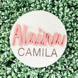 Wood and Acrylic Baby Name Announcement Sign - Custom Engraved 3D Baby Name Plaque - Birth Announcement Keepsake - Modern Newborn Photo Prop - Imaginate
