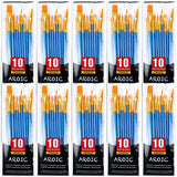Painting Brush Set, 10 Packs /100 Pieces, Nylon Brush Head, Suitable for Oil and Watercolor, Perfect Suit of Art Painting, Best Gift for Painting AROIC