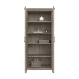 Bush Furniture Key West Tall Storage Cabinet with Doors in Washed Gray | Accent Chest for Home Office, Living Room, Entryway, Kitchen Pantry and More Bush Business Furniture