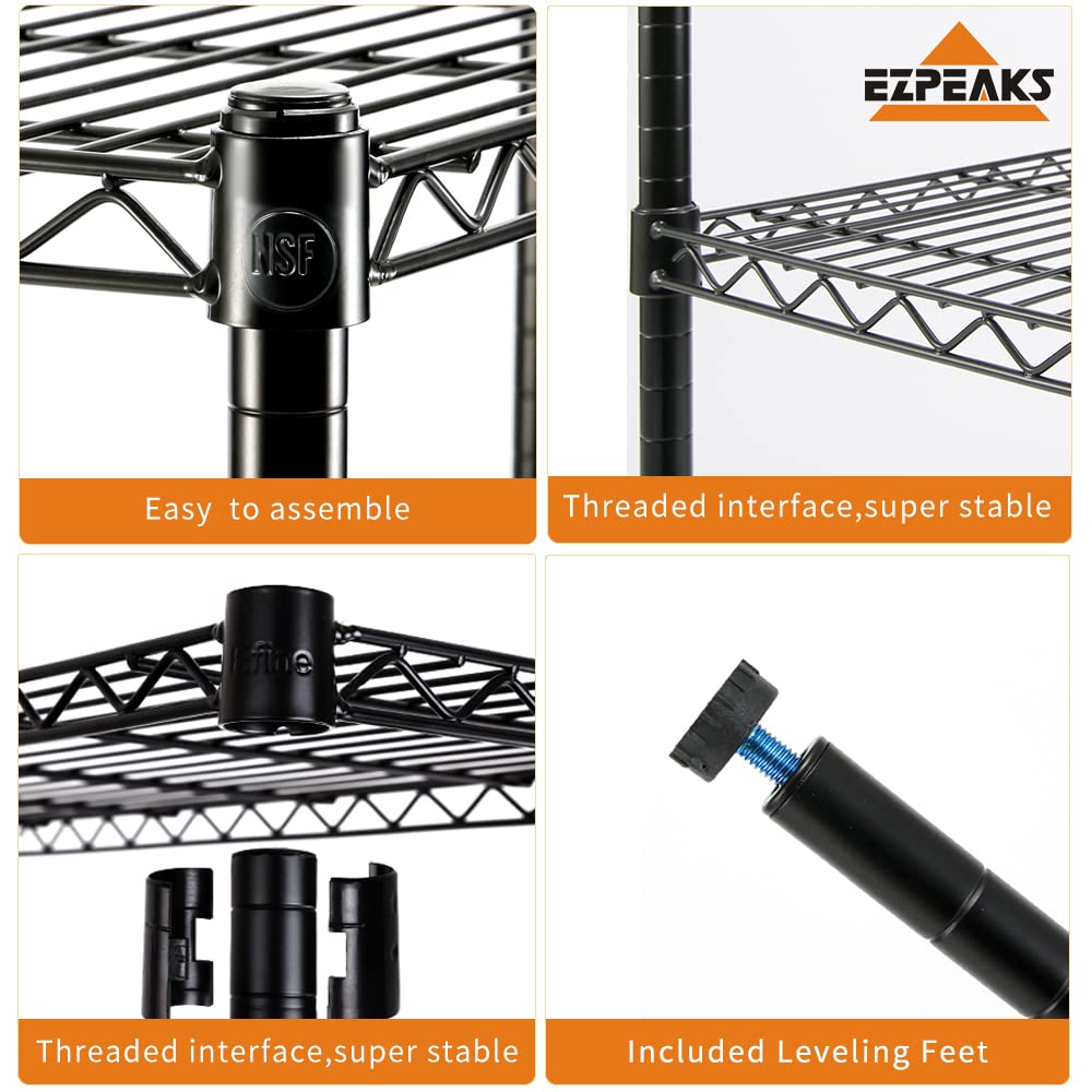 EZPEAKS 6-Shelf Shelving Unit, Changeable into 2 of 3-Shelf Units, Adjustable Heavy Duty Steel Wire Shelves, 350 lbs Loading Capacity Per Shelf EZPEAKS