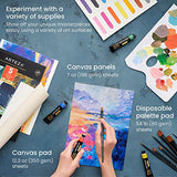 Arteza Acrylic Art Set, Includes Tabletop Easel, 12 Acrylic Paint Tubes, Palette Paper, 10 Paintbrushes, Canvas Pads & Canvas Panels, Art Supplies ARTEZA