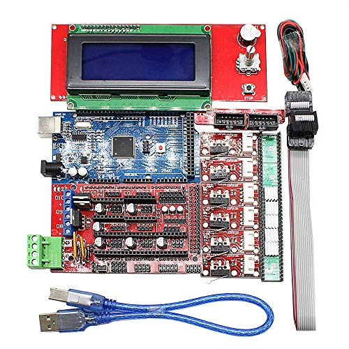 Eiechip® CNC 3D Printer Kit for Arduino Mega 2560 R3 + RAMPS 1.4 Controller + LCD 2004 + 6X Limit Switch Endstop + 5 A4988 Stepper Driver 3D Printer - WoodArtSupply