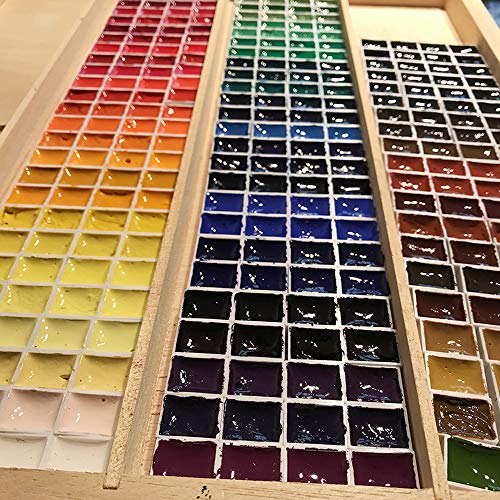 Watercolor Half Pans with Magnetic Stripe - 48Pcs White Plastic Empty Artist Paint Pan Kits for DIY Watercolor Oils or Acrylics Painting Travel Tin qianshan