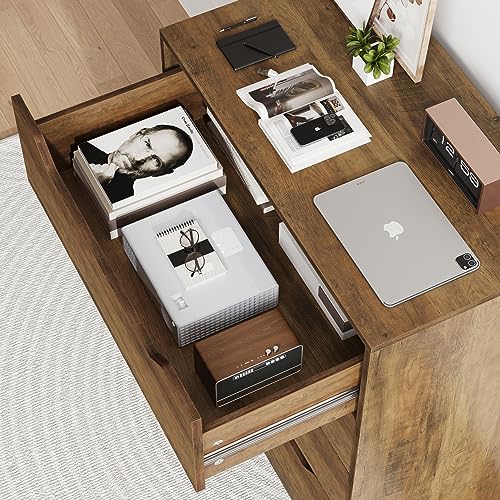 HOSTACK Modern 4 Drawer Dresser, Chest of Drawers with Storage, Wood Storage Chest Organizers with Cut-Out Handles, Accent Storage Cabinet for Living HOSTACK