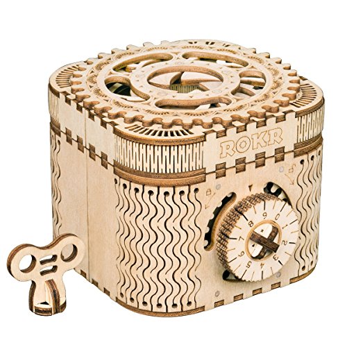ROKR 3D Wooden Puzzle Mechanical Treasure Box Model DIY Brain Teaser Projects for Adult Kid Age 14+ ROKR