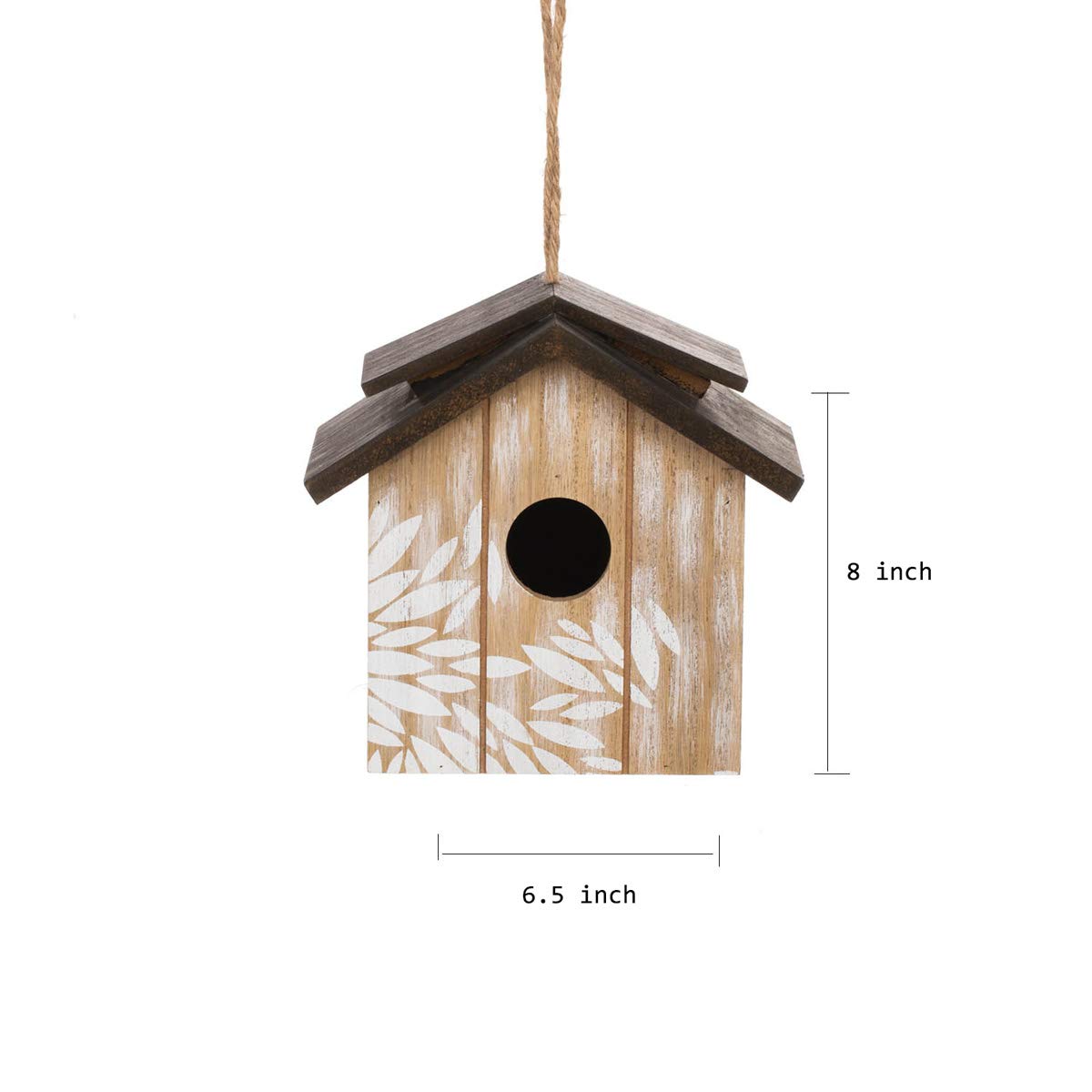 Topadorn Wooden Bird House Hanging Outdoor,Eco Friendly Materials and Decorative with Leaves Printed Topadorn