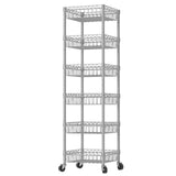 SINGAYE 6 Tier Wire Shelving Unit with Baskets Storage Rack Corner Shelf Shelving Adjustable Storage Shelf, 13.4" D x 13.4" W x 62.99" H,Silver SINGAYE