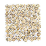 AUEAR, 300 Pack Mixed Wooden Flower Leaf Pattern Handmade Wodden Crafts Home Wedding School DIY Craft Dercoration AUEAR