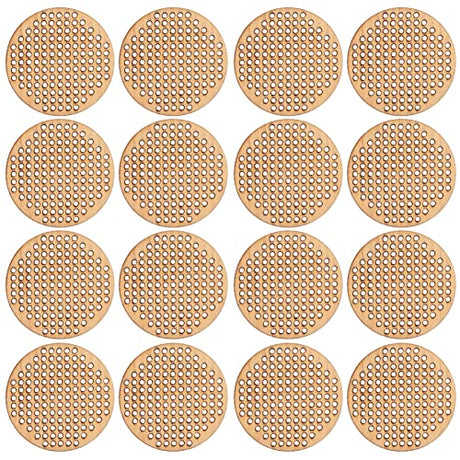 Amosfun 20pcs Circle Wooden Hanging Tags Round Blank Hole Paved Cross Stitch Ornament Crafts for DIY Engraving Amosfun