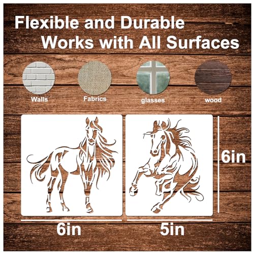 Horse Stencils for Painting On Wood Reusable Horse Art Crafts Templates Plastic Farmhouse Wood Burning Stencils for Wall Canvas (Horse) Pkqon