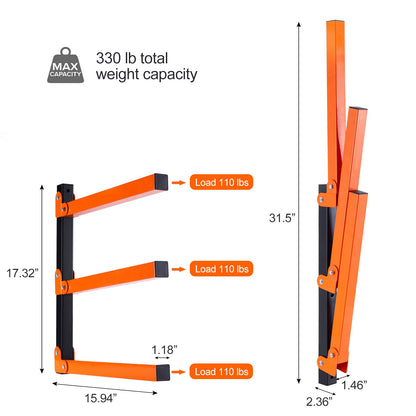 Ultrawall Wall Mount Wood Organizer and Lumber Storage Metal Rack with 3-Level (3 Pack) - WoodArtSupply